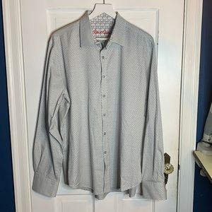 Robert Graham Button Front Dress Shirt with Contrasting Flip Cuff Size XL